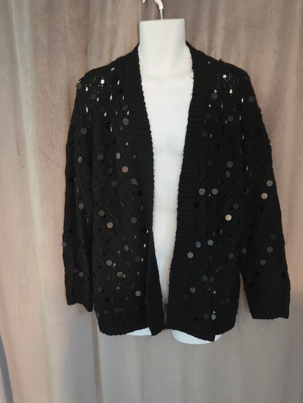 torrid 2 Black Sequin Crochet Open Cardigan